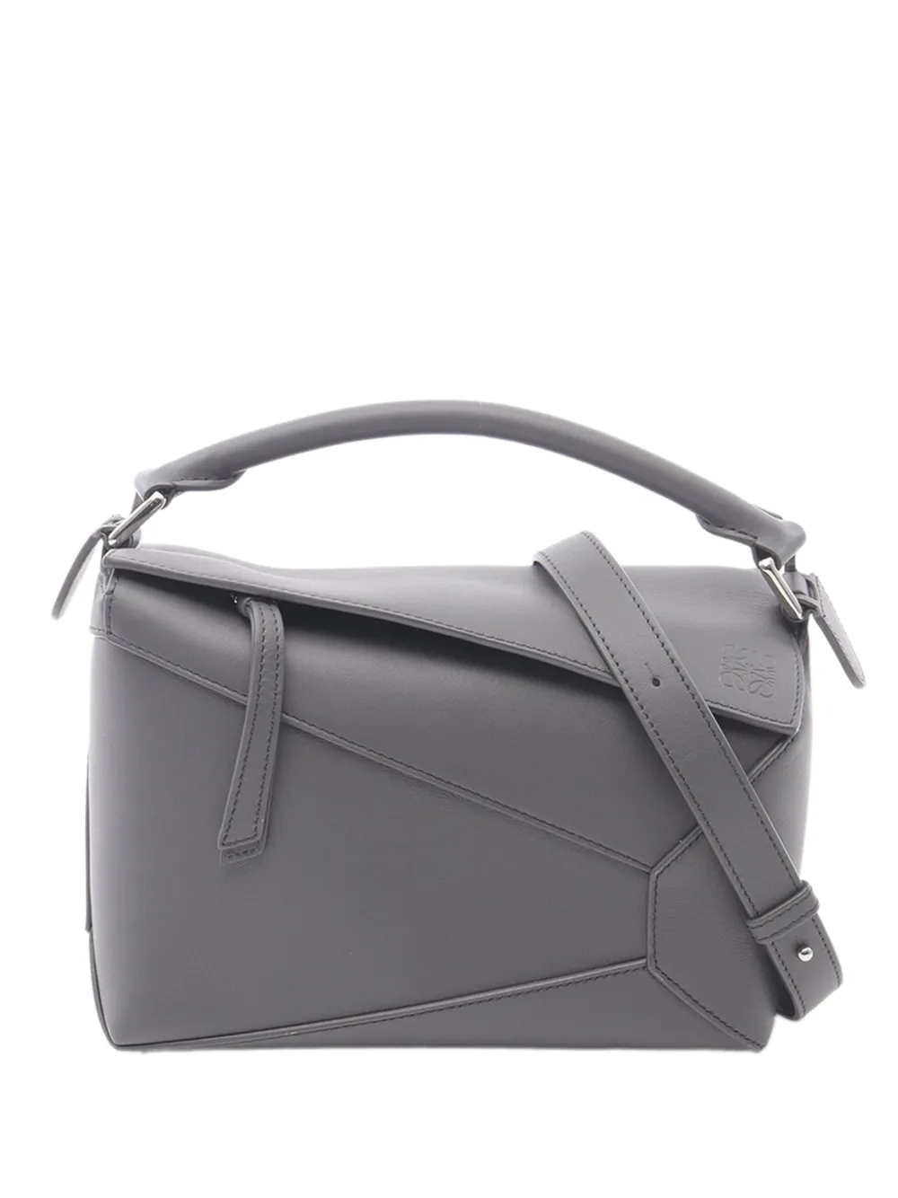 Pre-owned Loewe 2010-2026 Small Calfskin Puzzle Satchel In Grey