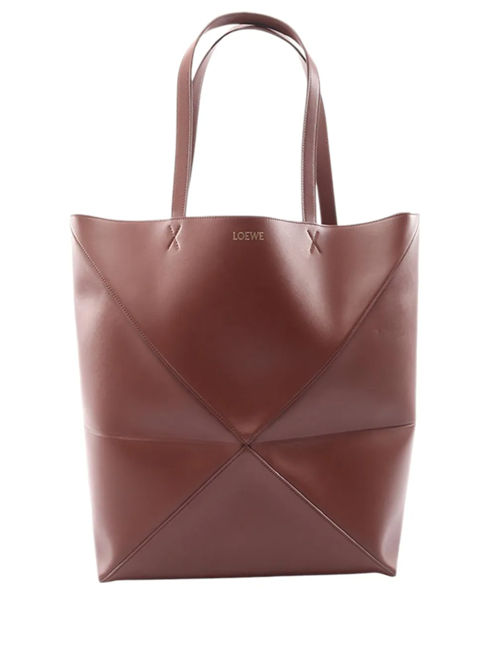 Loewe Pre-Owned Borsa tote Puzzle Fold grande in pelle di vitello con finitura lucida 2010-2026 - Marrone