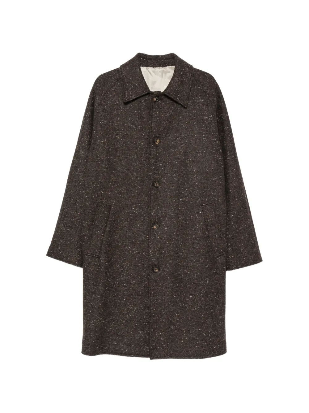 Eleventy flecked single-breasted coat - Marrone