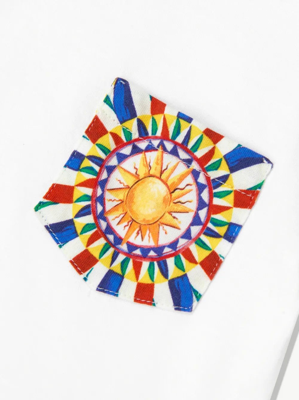 Dolce & Gabbana Kids T-shirt met opgestikte zak en Carretto-print Wit