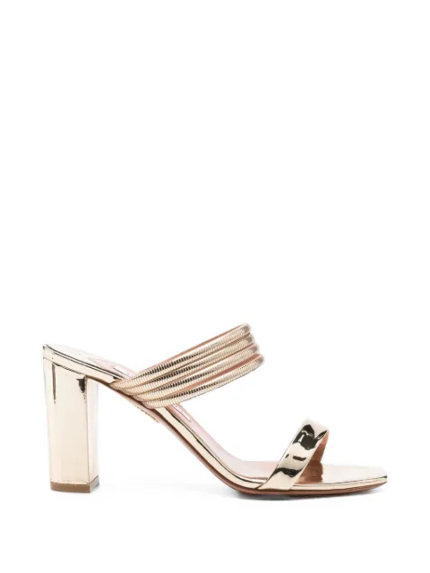 Aquazzura mules metalizados con tira tubular