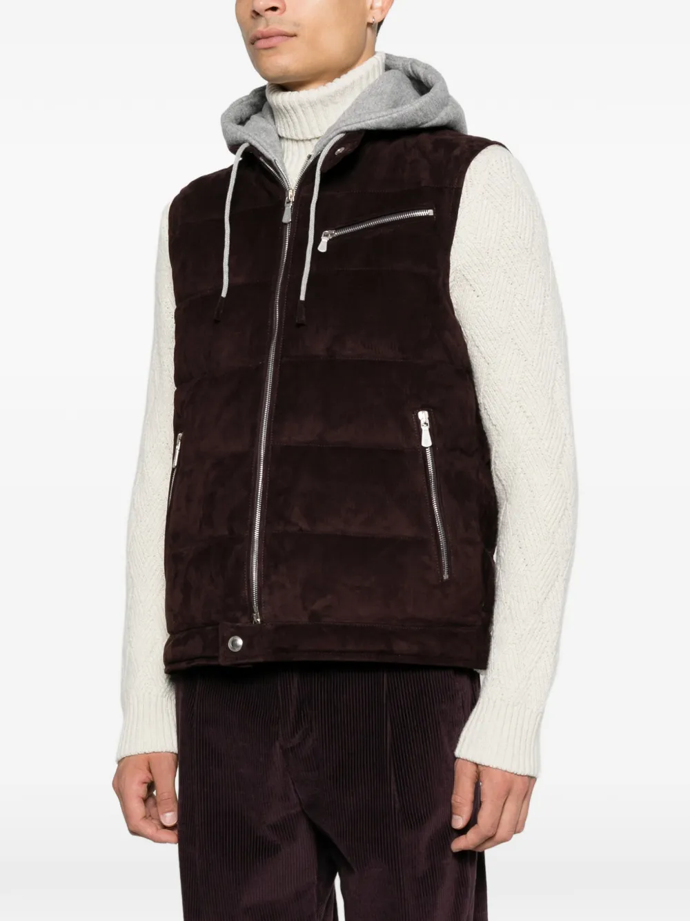Eleventy Bodywarmer met capuchon Paars