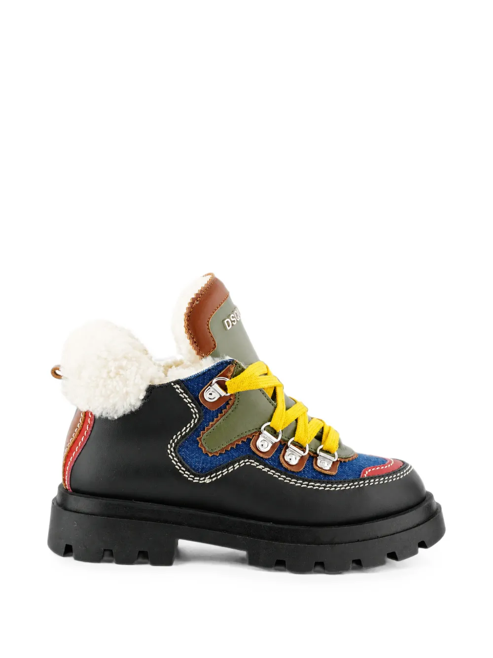 DSQUARED2 KIDS panelled shearling-trim sneakers Zwart