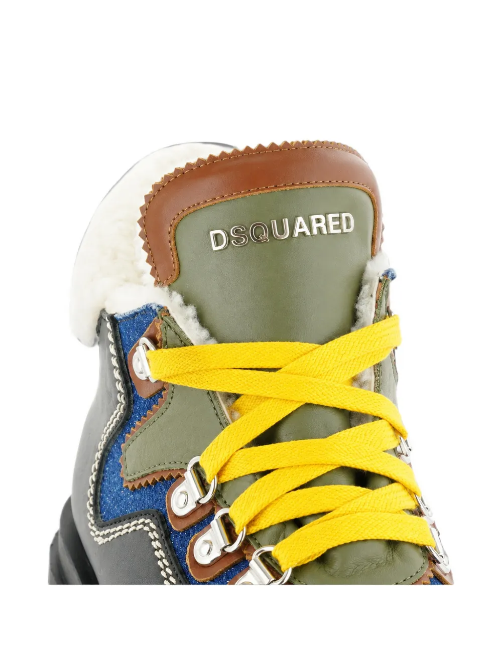 DSQUARED2 KIDS panelled shearling-trim sneakers Zwart