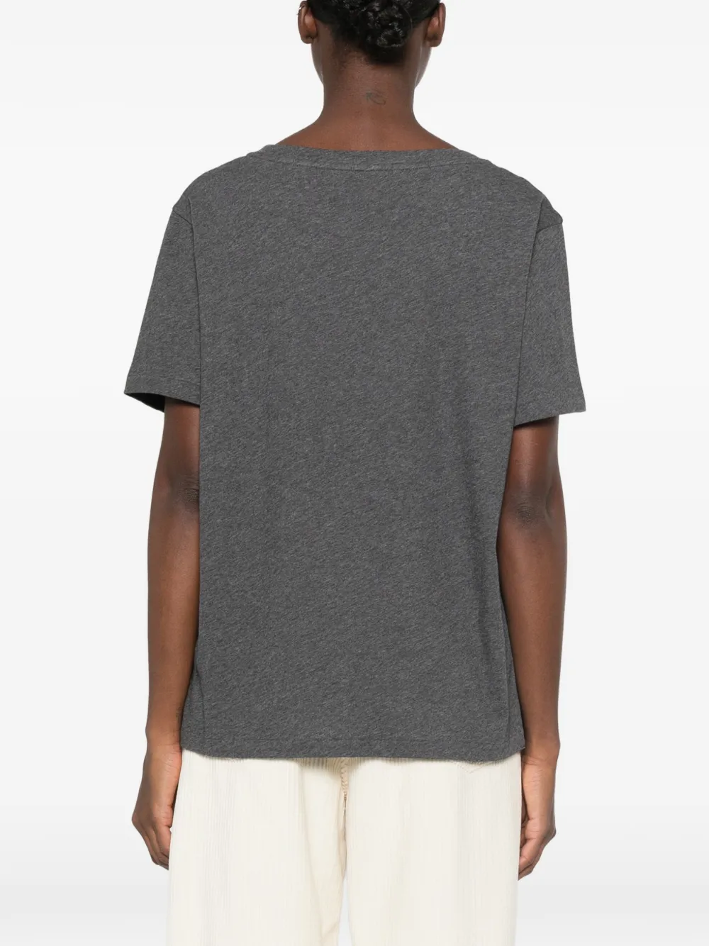 The Row Dera T-shirt met diepe ronde hals Grijs