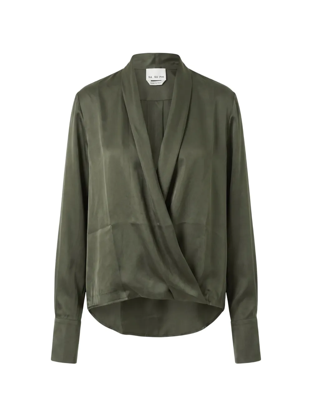 SA SU PHI wrap-style silk blouse - Verde