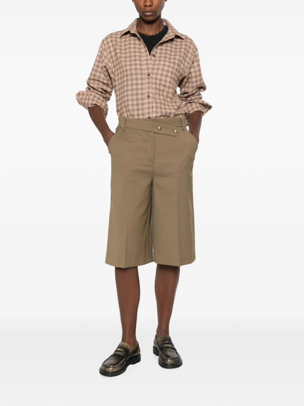 PINKO Merlot shorts met asymmetrische tailleband Bruin