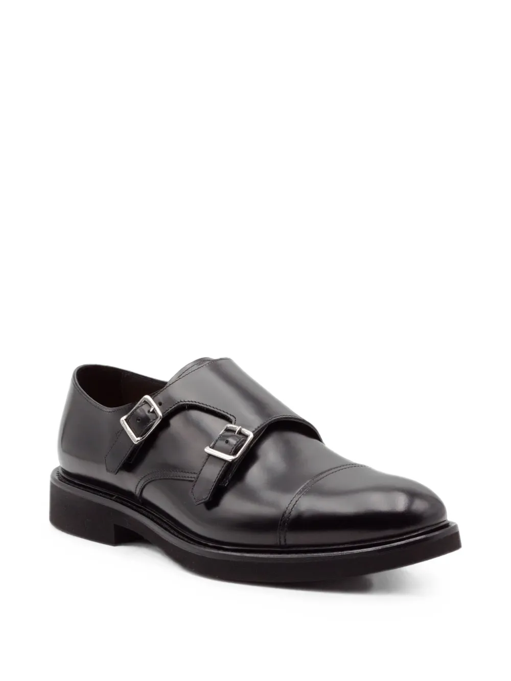 Doucal's double-buckle leather shoes Zwart