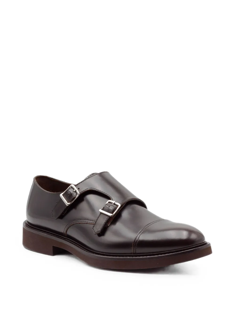 Doucal's double-buckle leather monk shoes Bruin