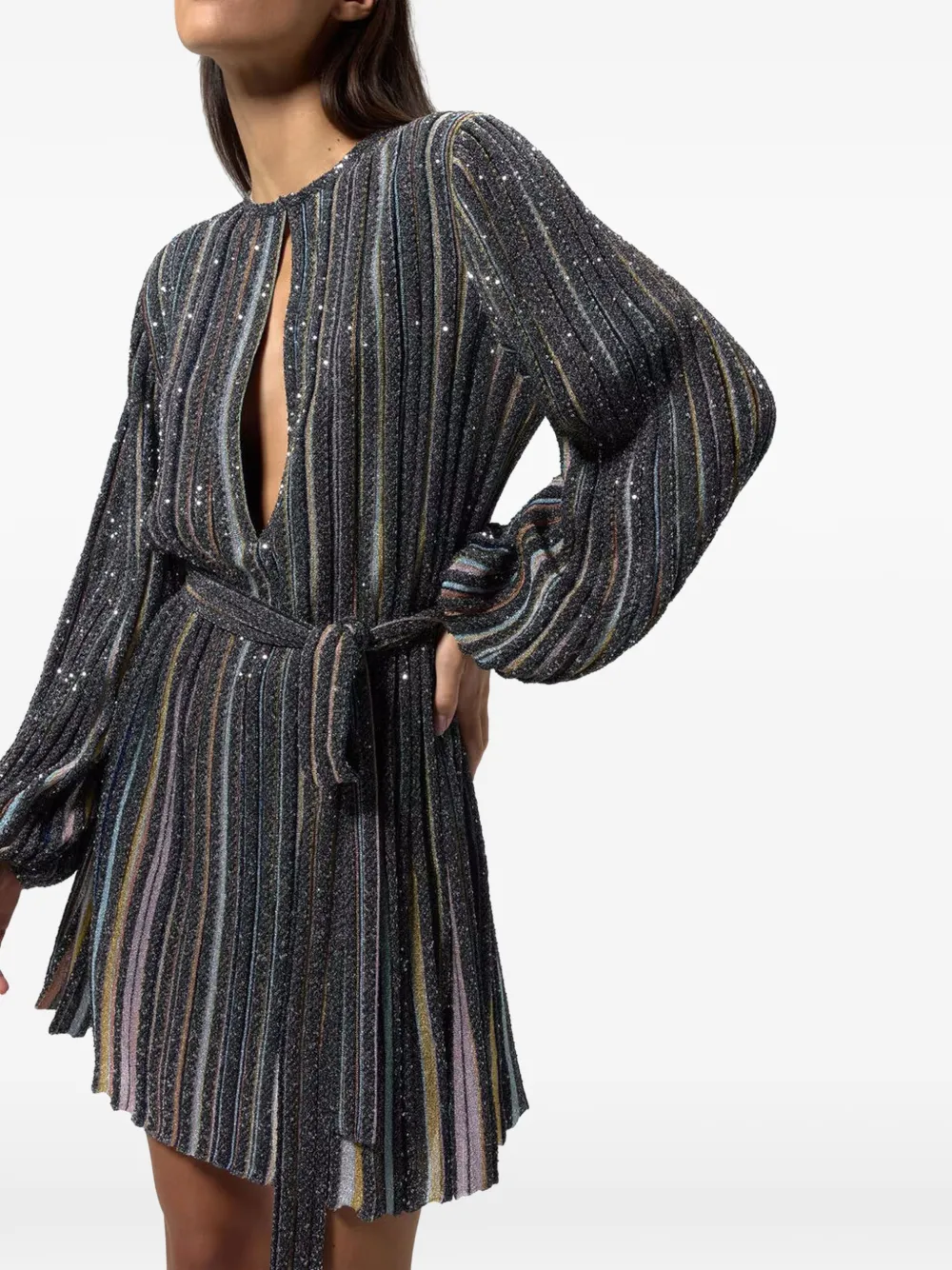 Missoni Korte jurk met V-hals en riem Grijs