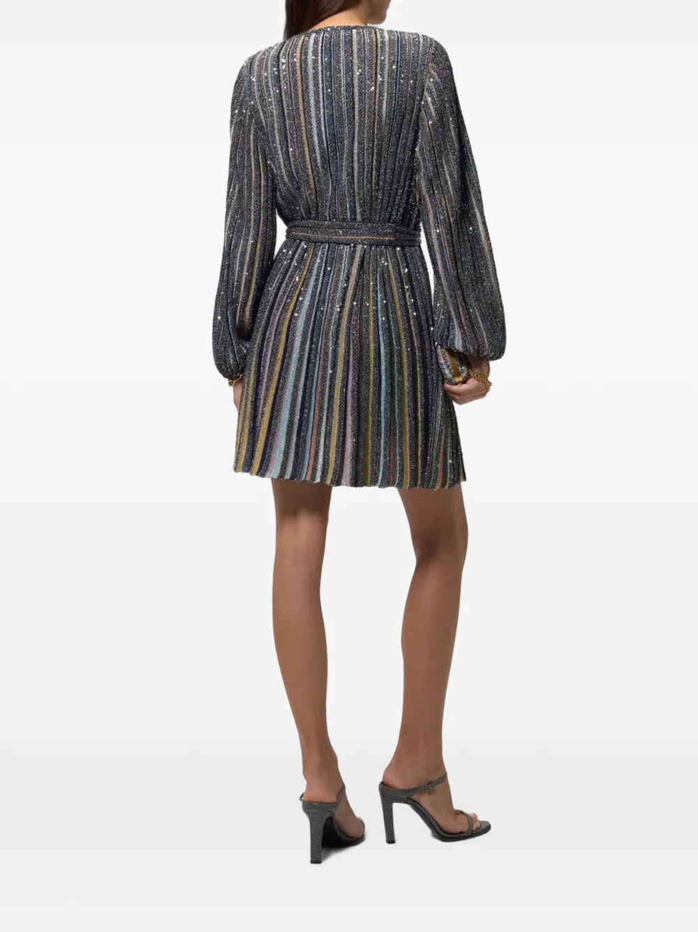 Missoni Korte jurk met V-hals en riem Grijs