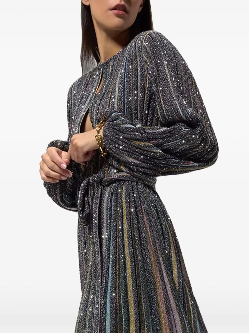 Missoni Korte jurk met V-hals en riem Grijs