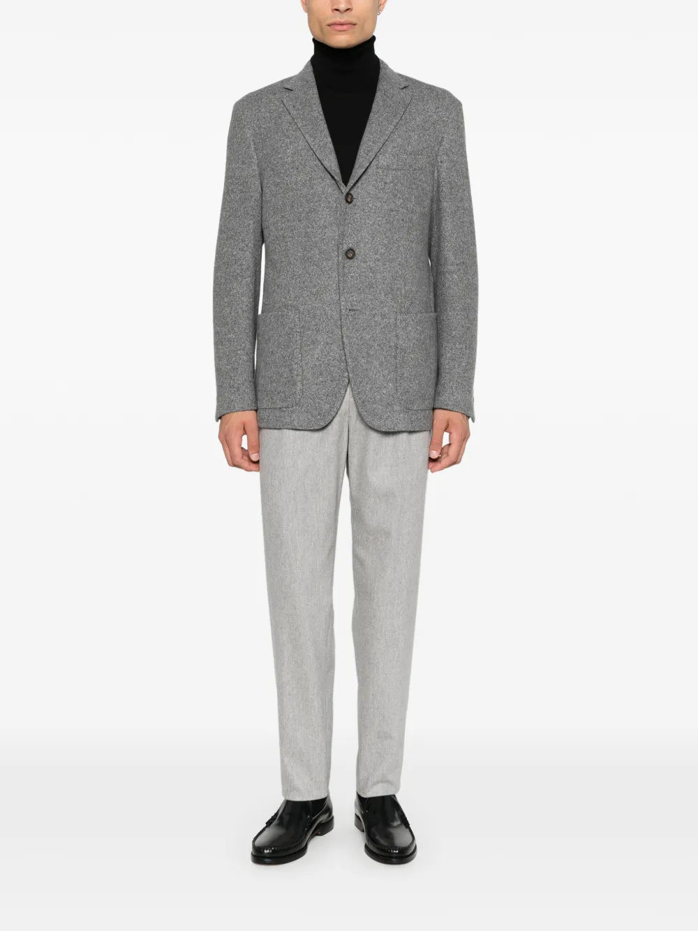 Eleventy single-breasted notched-lapel blazer Grijs