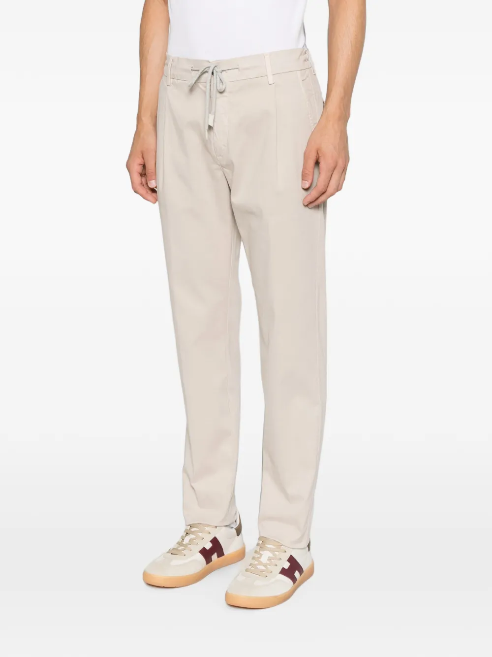 Eleventy pleated drawstring-waist trousers Beige