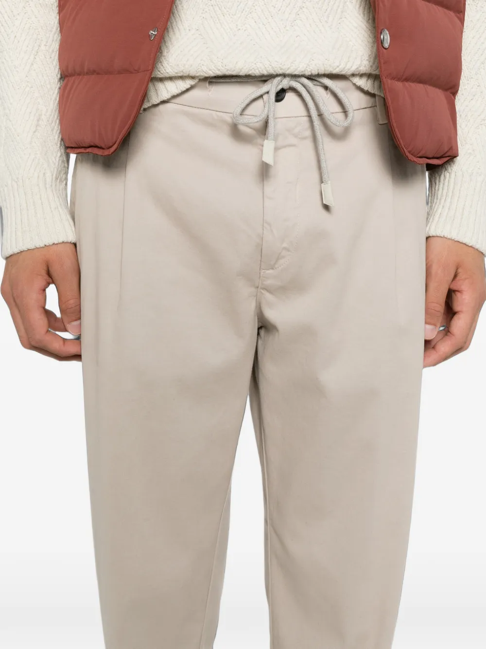 Eleventy pleated drawstring-waist trousers Beige