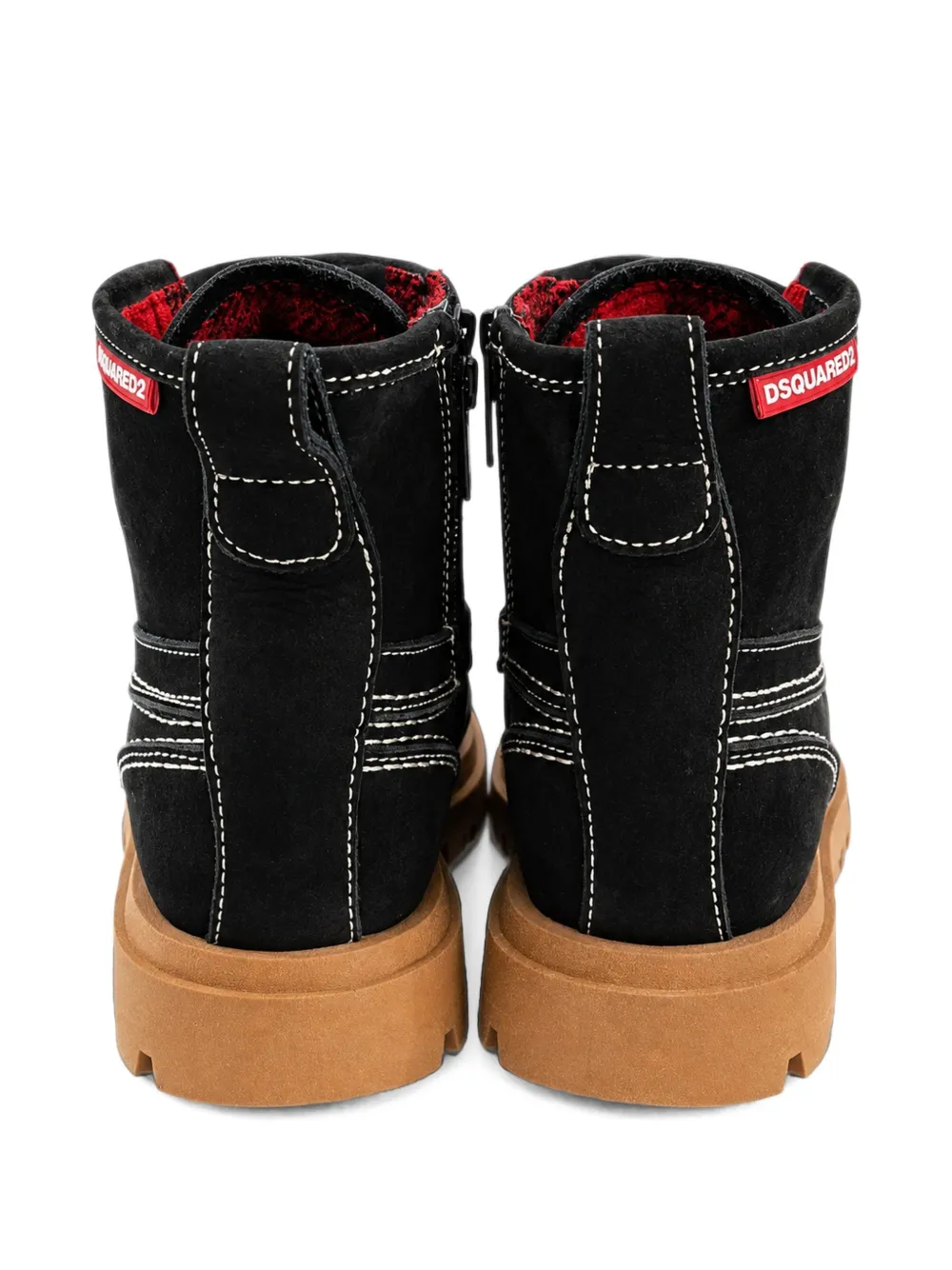 DSQUARED2 KIDS logo-patch contrast-stitch boots Zwart