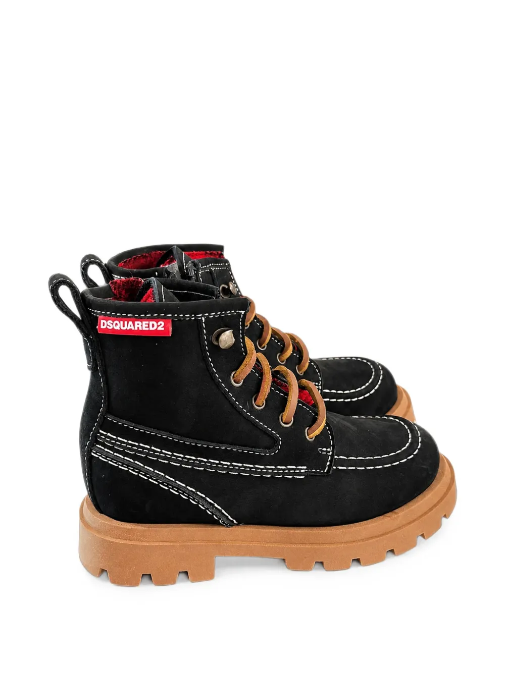 DSQUARED2 KIDS logo-patch contrast-stitch boots - Nero