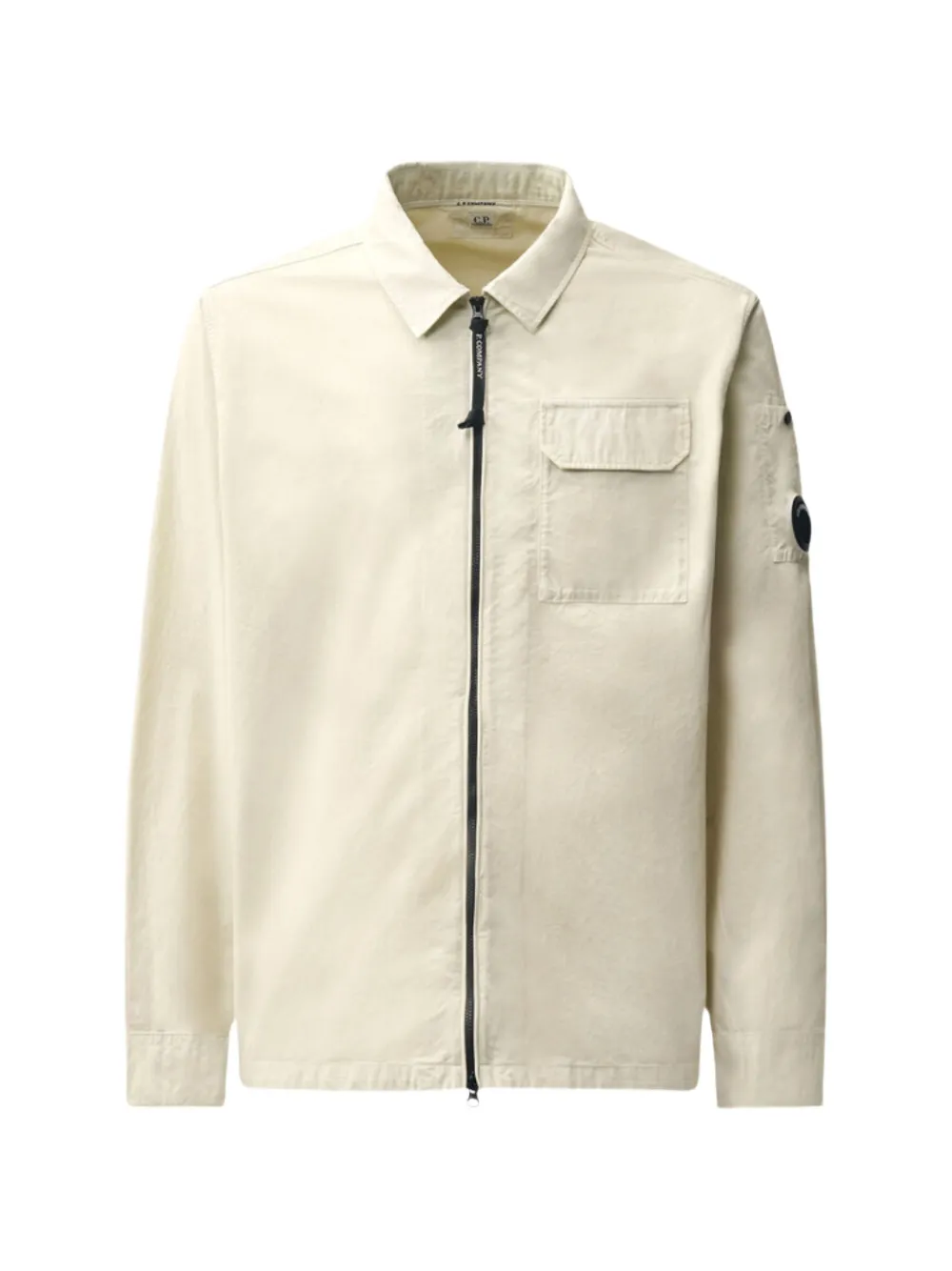 C.P. Company organic gabardine Lens zipped overshirt - Toni neutri