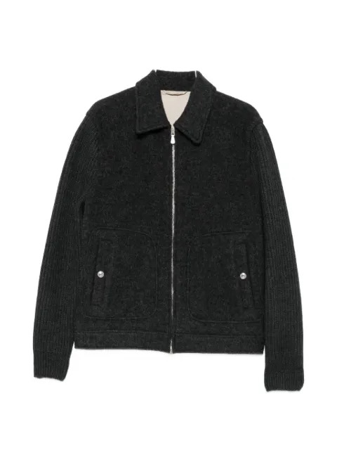 Eleventy ribbed-knit panelled wool jacket