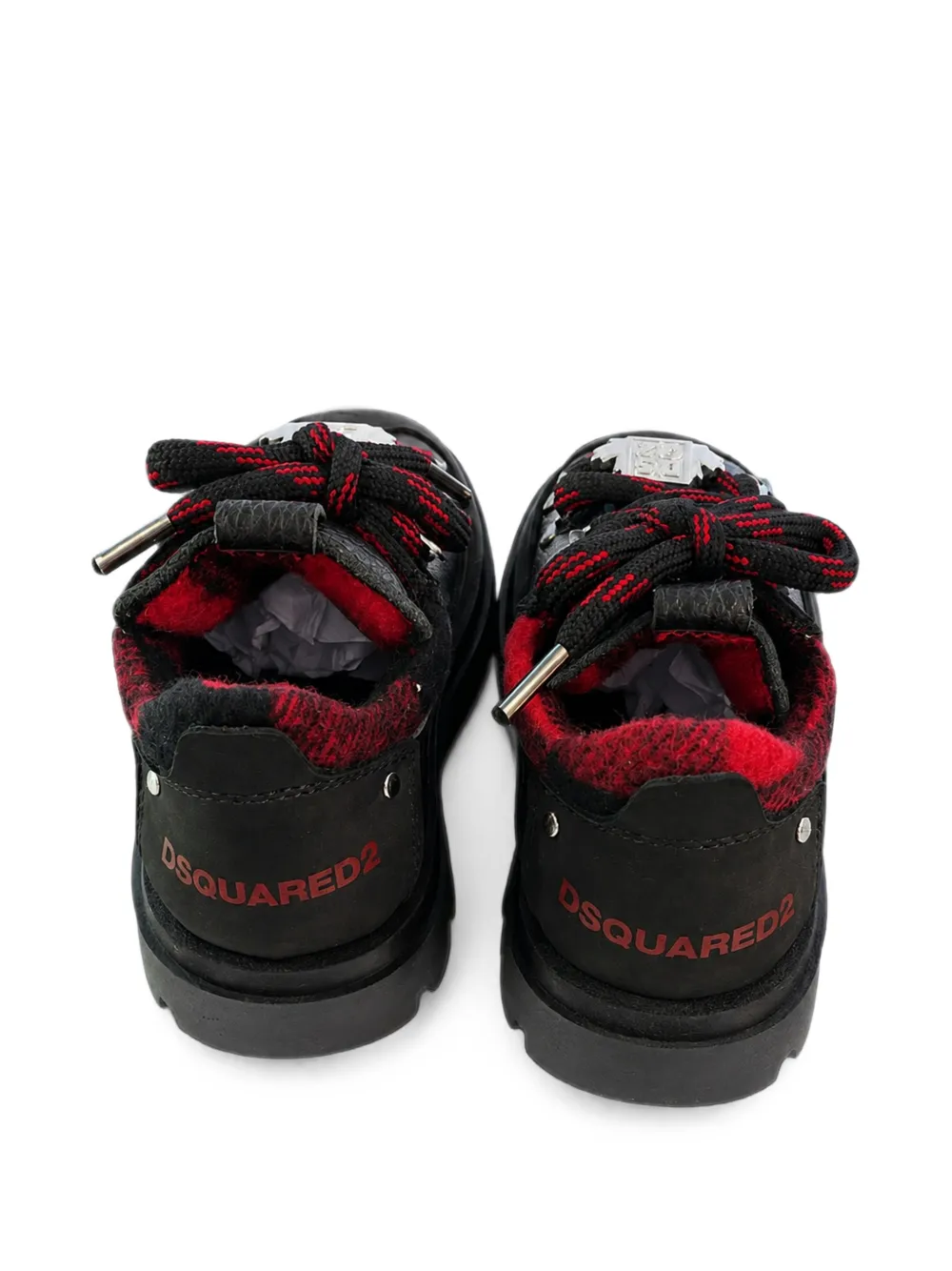 DSQUARED2 KIDS check-trim panelled sneakers Zwart