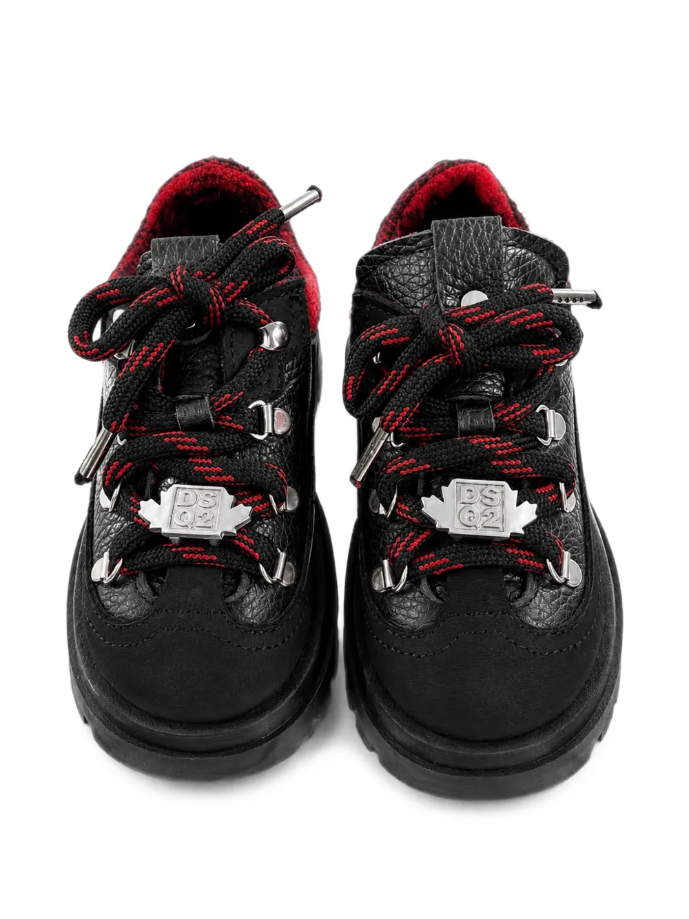 DSQUARED2 KIDS check-trim panelled sneakers Zwart