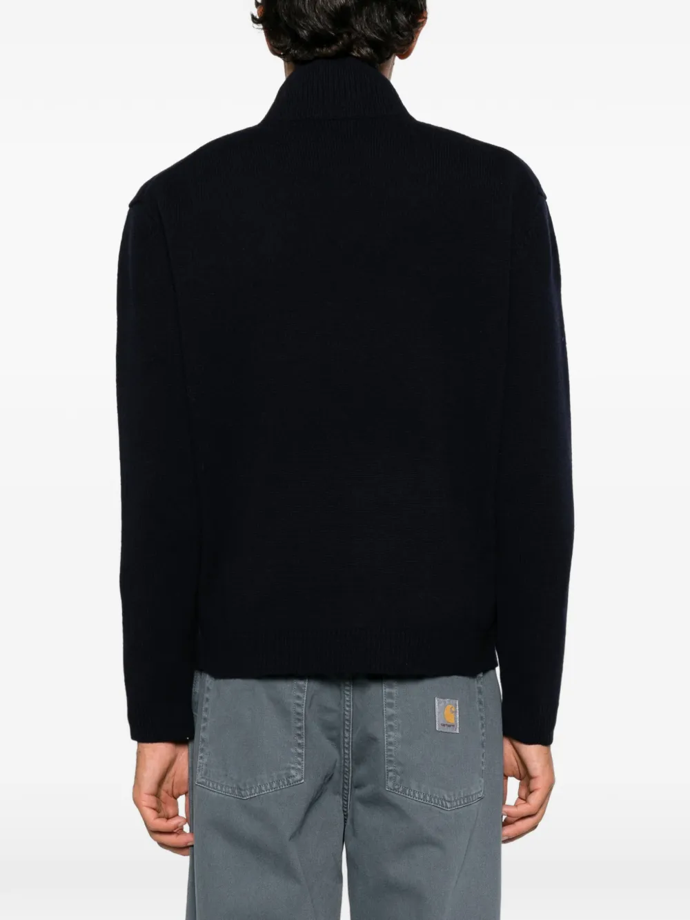 Maison Kitsuné Trui met hoge hals en vos-intarsia Blauw