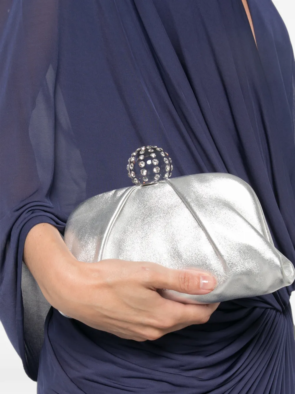 Aquazzura Mini Tequila Clutch Bag in Silver, view 2