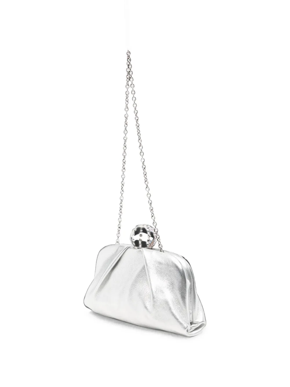 Aquazzura Mini Tequila Clutch Bag in Silver, view 3