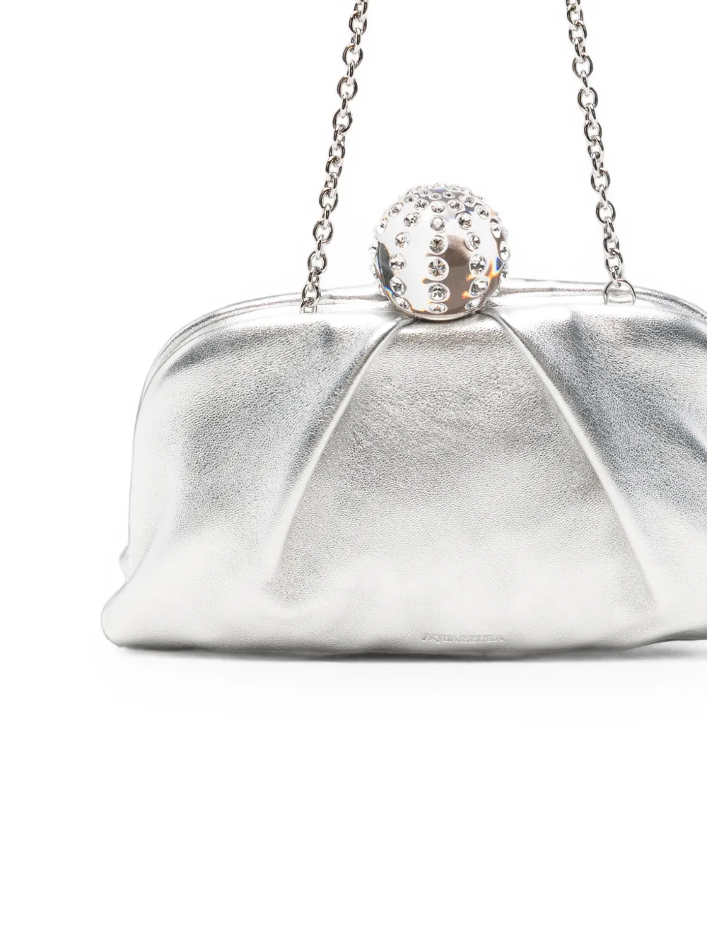 Aquazzura Mini Tequila Clutch Bag in Silver, view 4