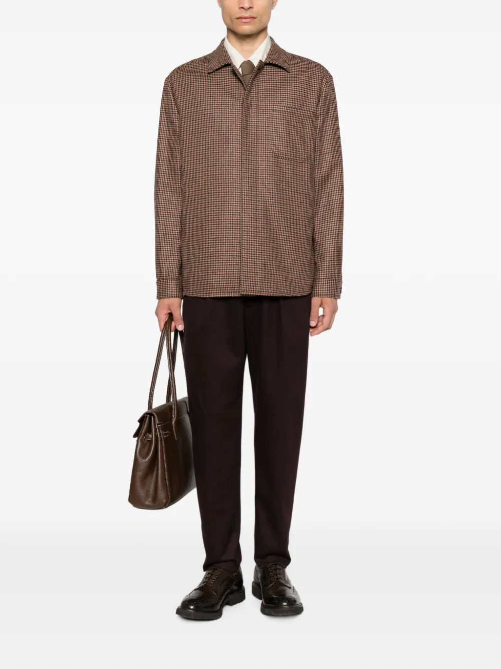 Eleventy Jack met pied-de-poule print Bruin