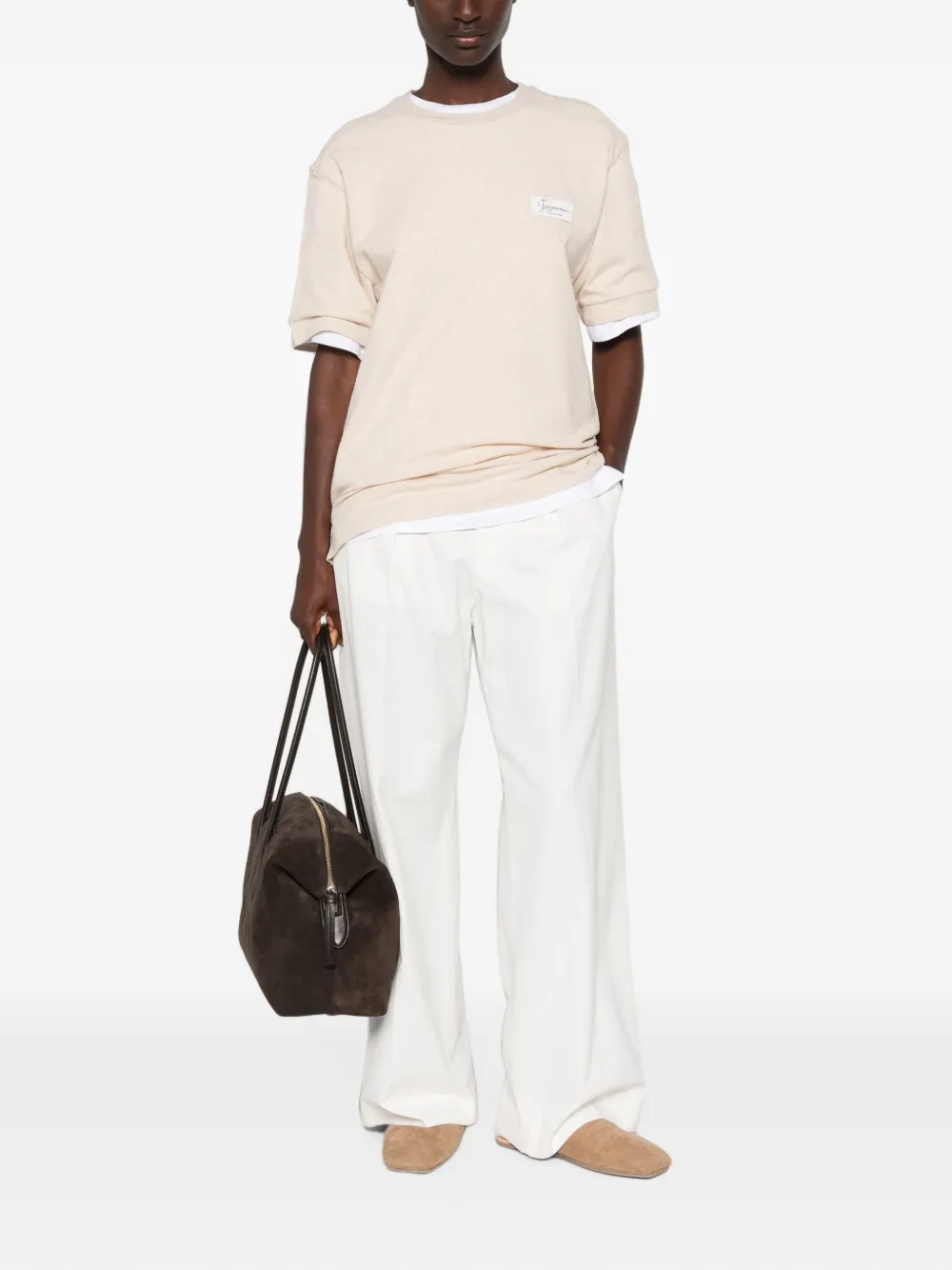 Jacquemus logo-patch T-shirt Beige