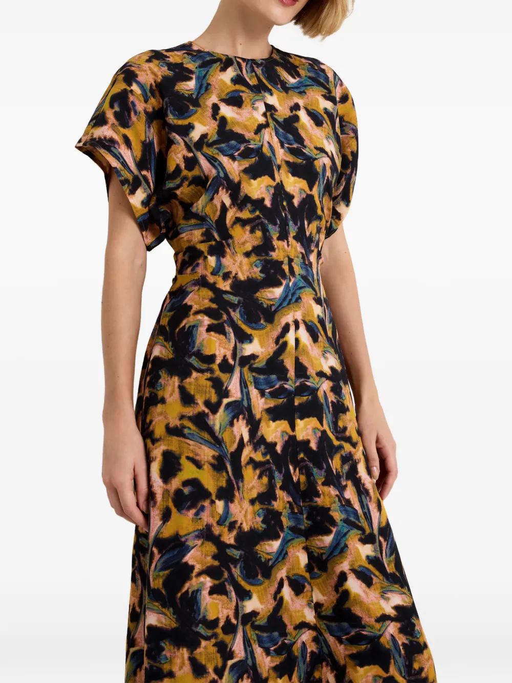 Marie Oliver Kamari maxi-jurk met abstracte print Geel