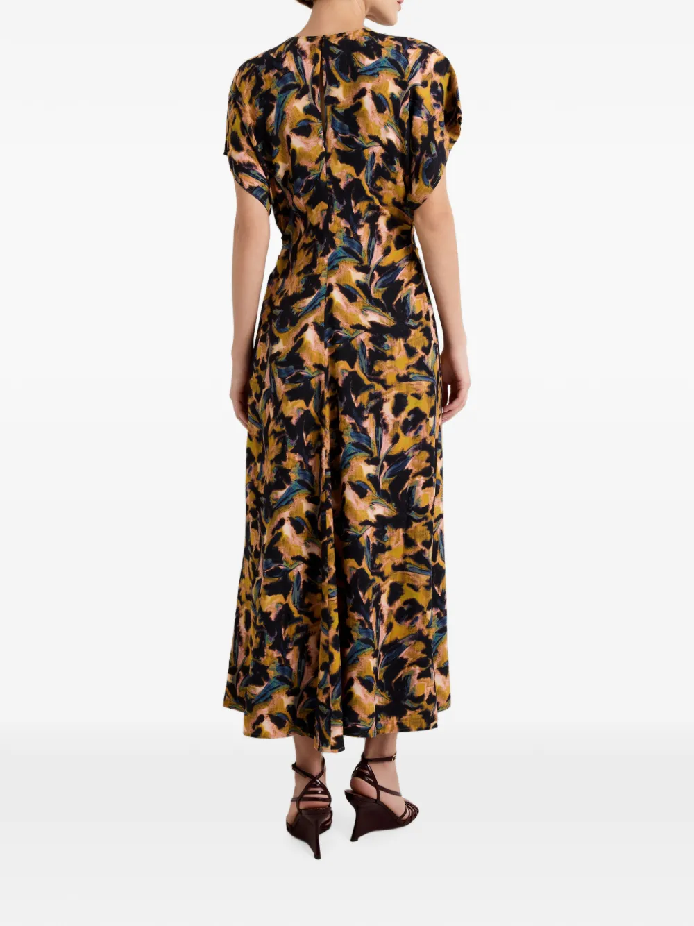 Marie Oliver Kamari maxi-jurk met abstracte print Geel