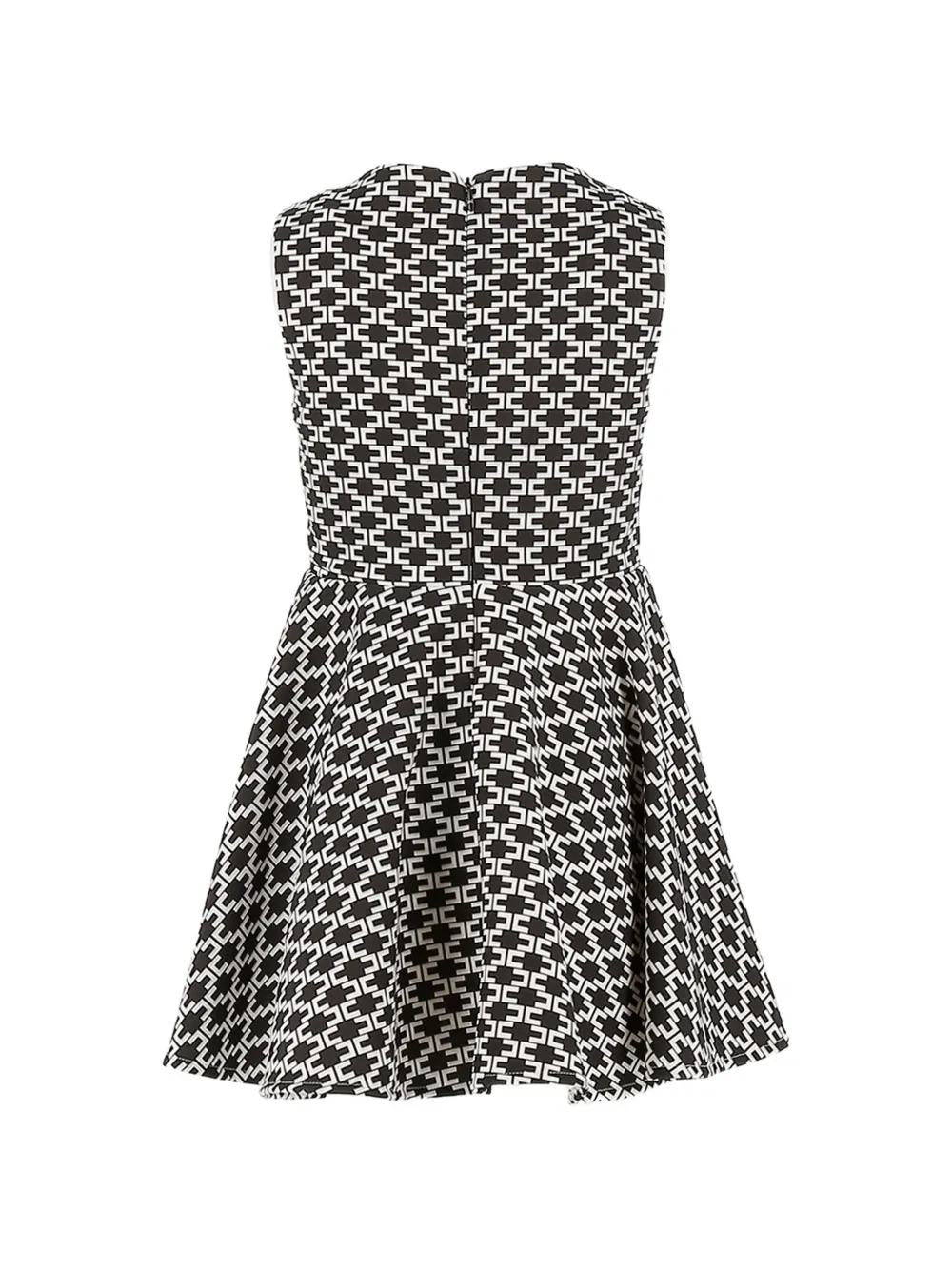 Elisabetta Franchi Kids monogram-print pleated dress Zwart