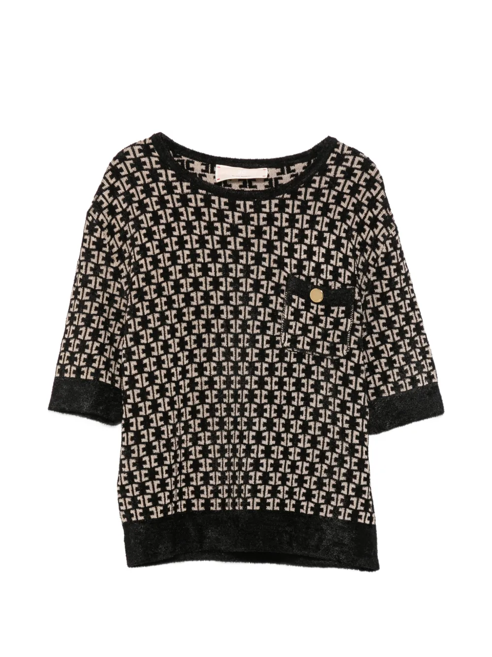 Elisabetta Franchi Kids monogram-pattern button-detail sweater - Nero