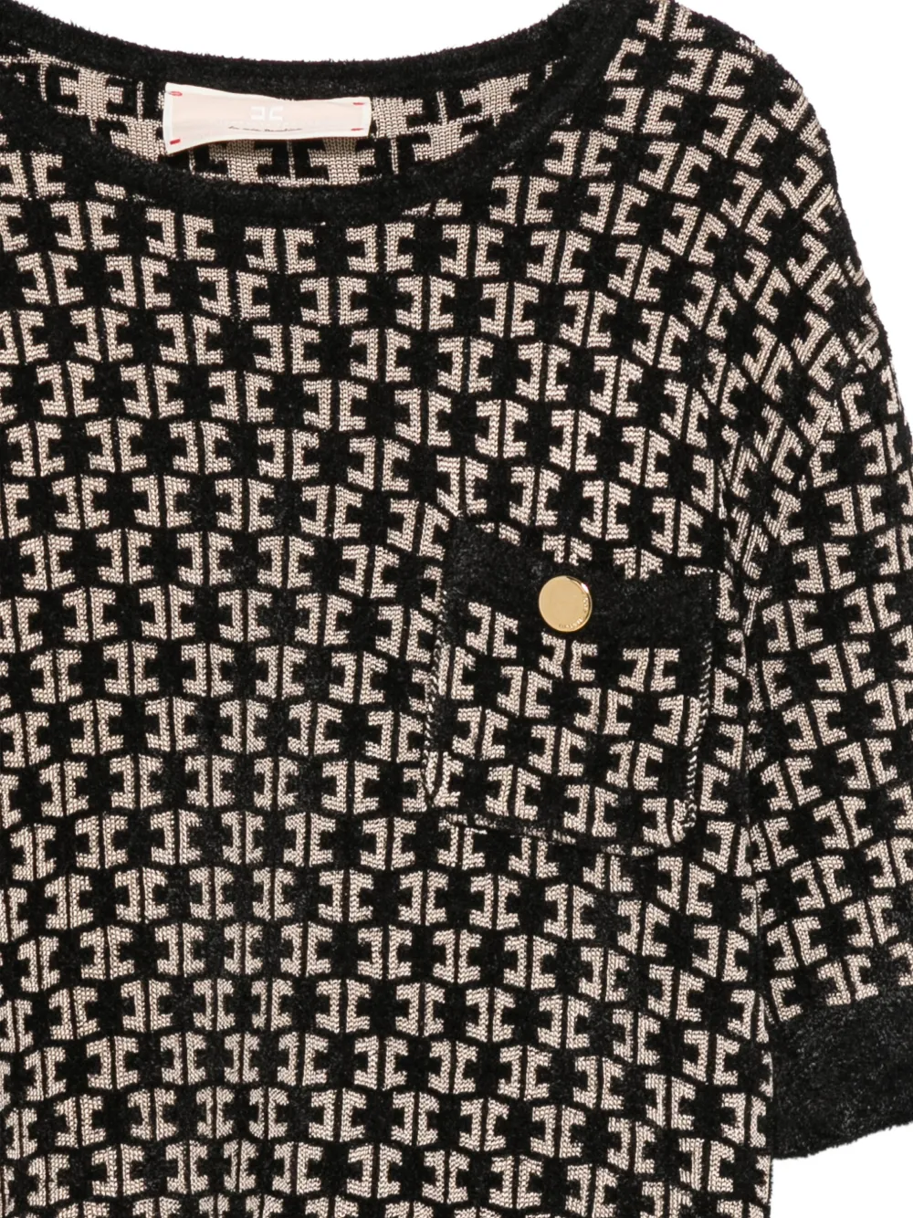 Elisabetta Franchi Kids Trui met monogram-patroon en knoopdetail Zwart