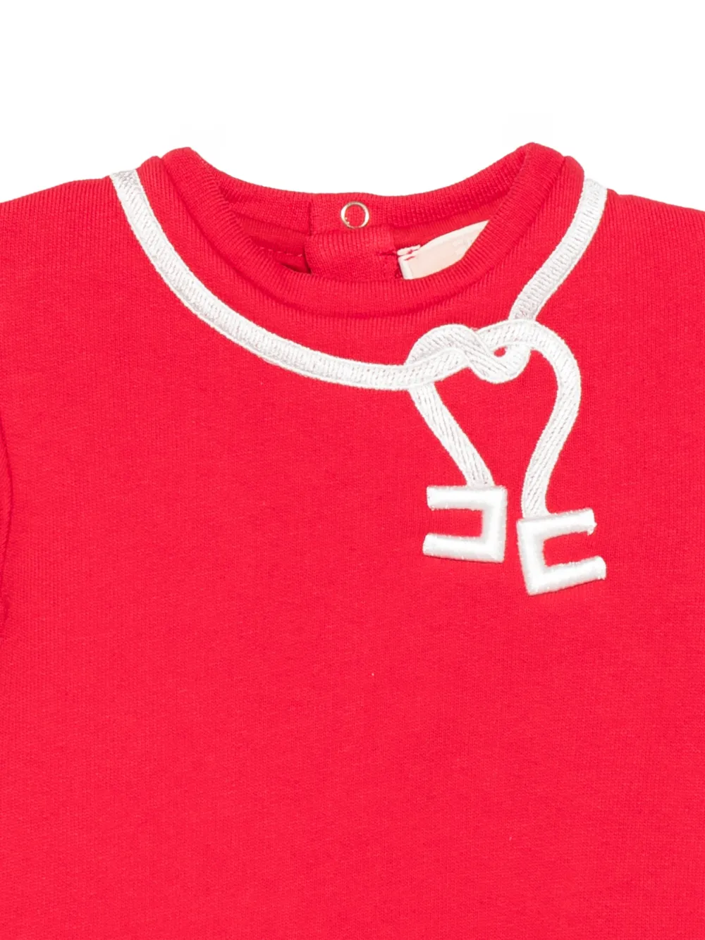 Elisabetta Franchi Kids Jurk met geborduurd logo en ruches bij de zoom Rood