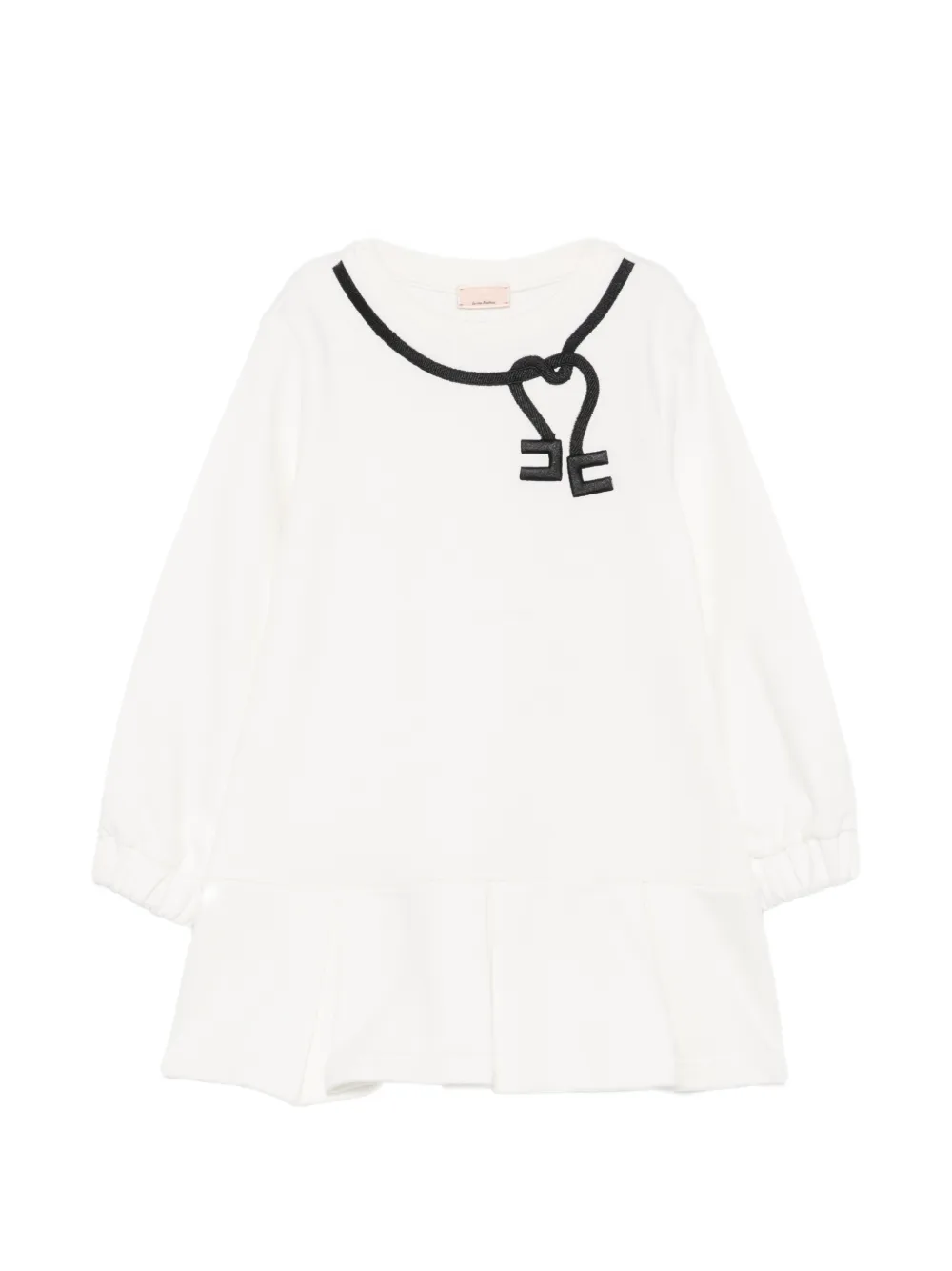 Elisabetta Franchi La Mia Bambina Jurk met geborduurd logo Wit