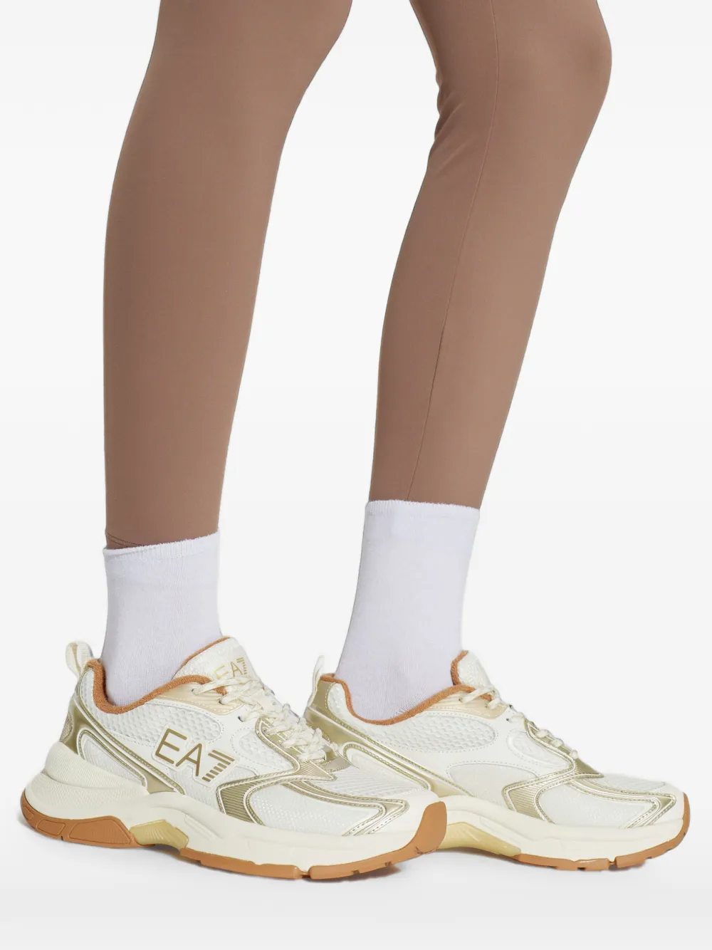 Ea7 Emporio Armani logo-patch panelled sneakers Wit