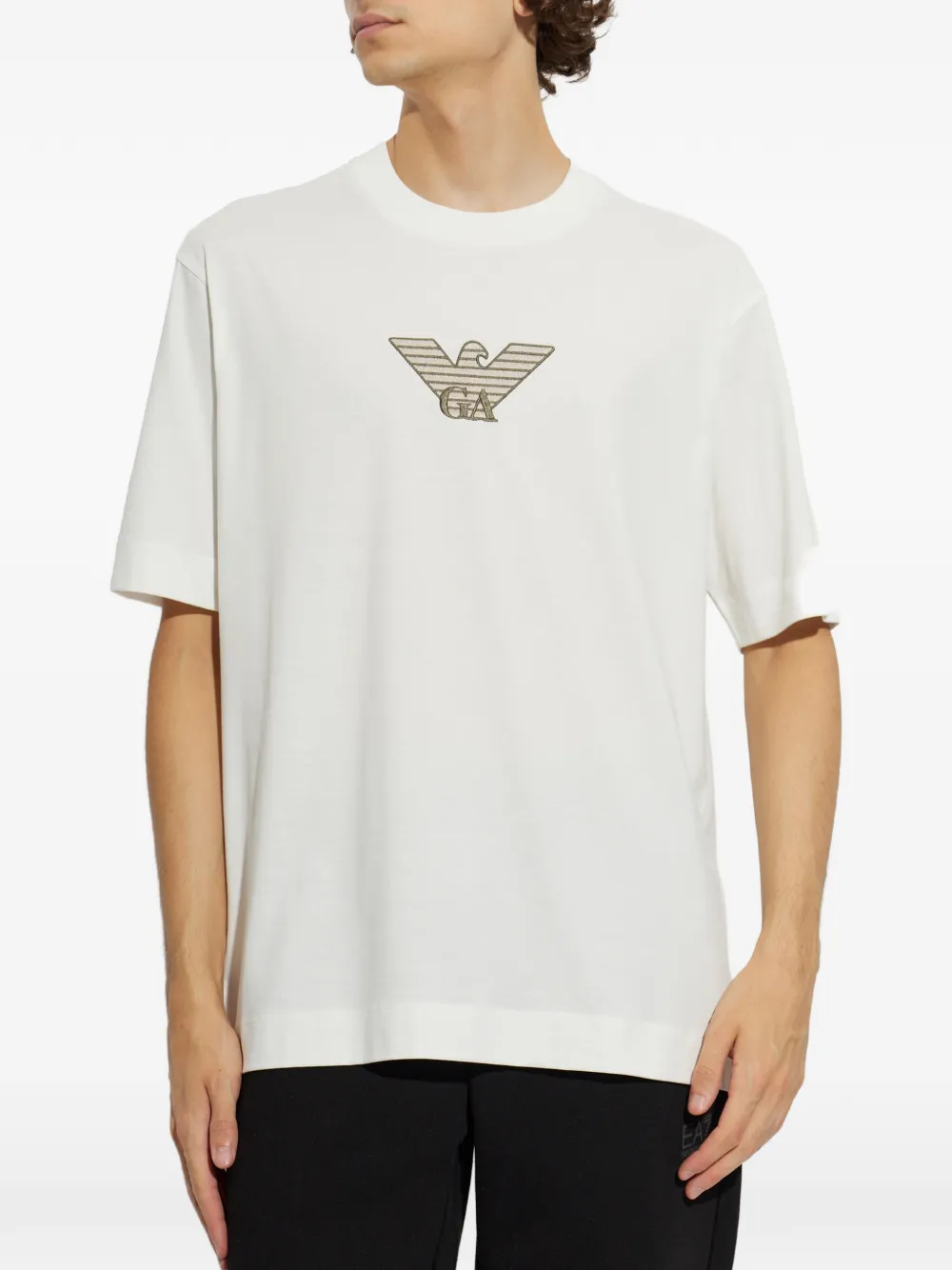 Emporio Armani T-shirt met geborduurd logo Wit