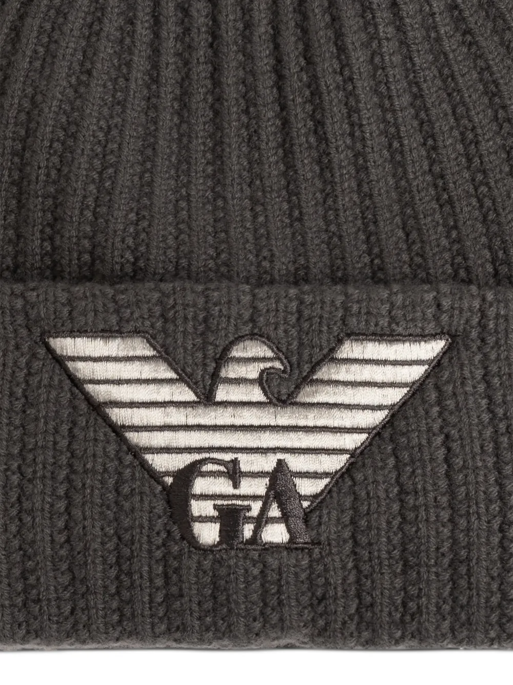 Emporio Armani Geribbelde muts met geborduurd logo Grijs