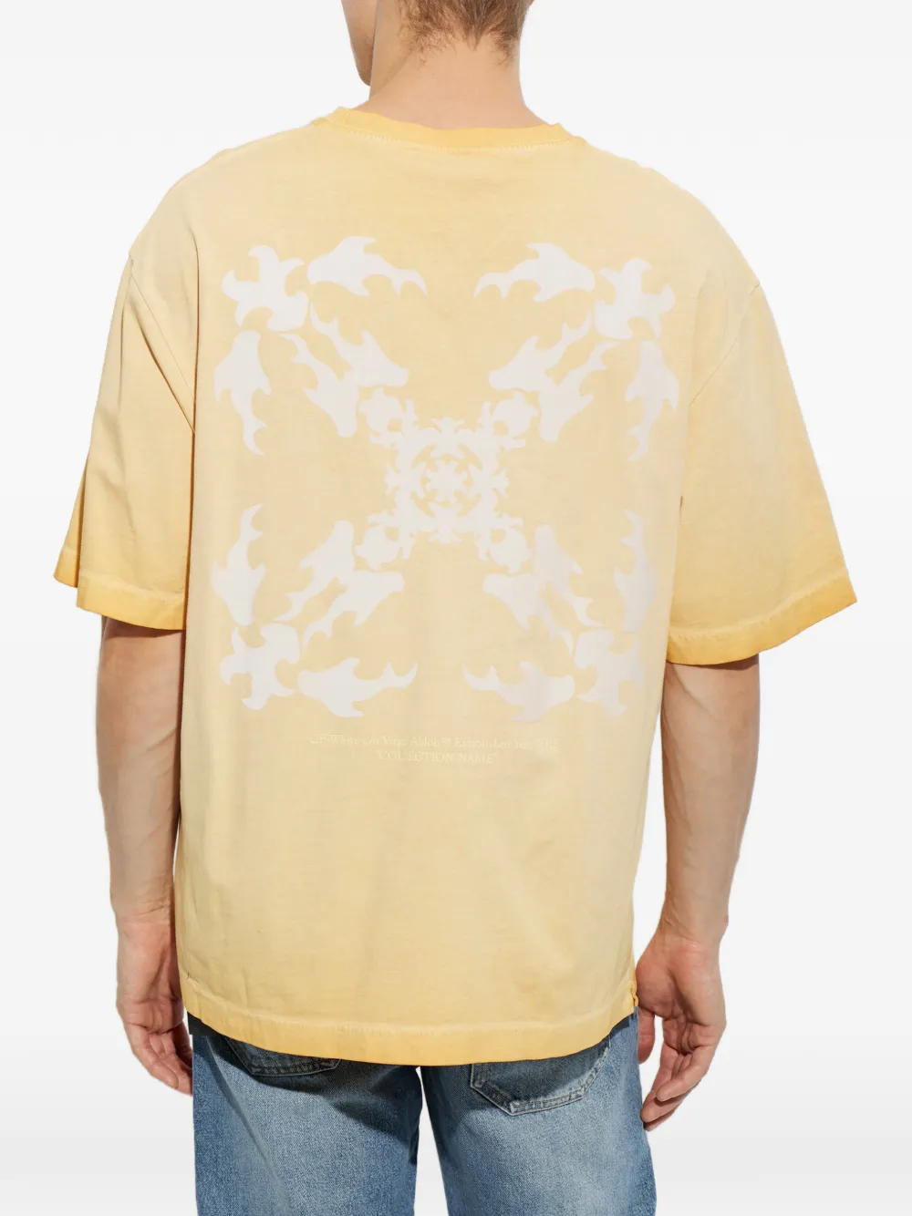 Off-White T-shirt met logoprint Geel