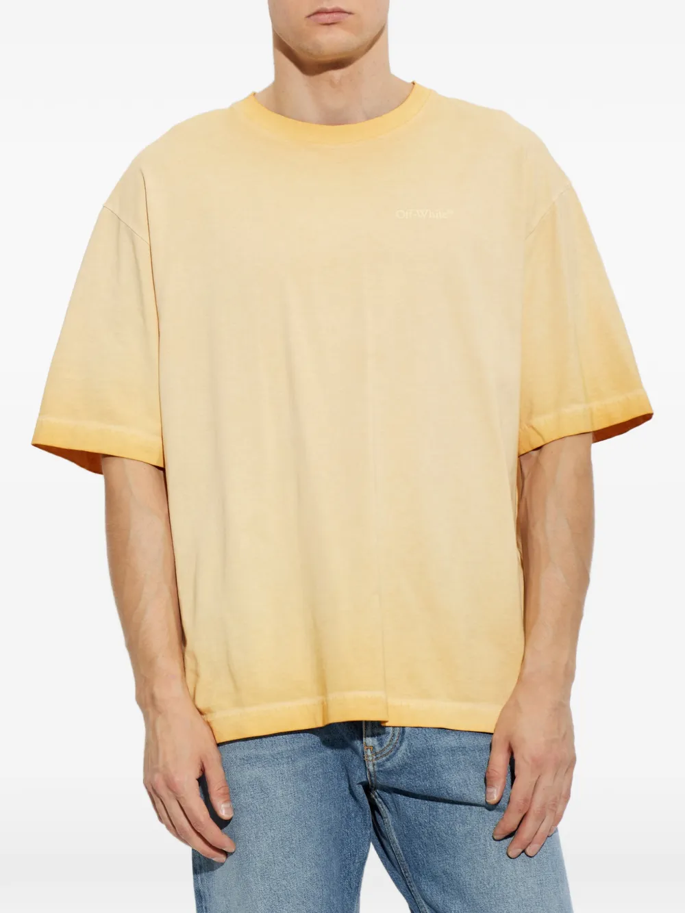 Off-White T-shirt met logoprint Geel