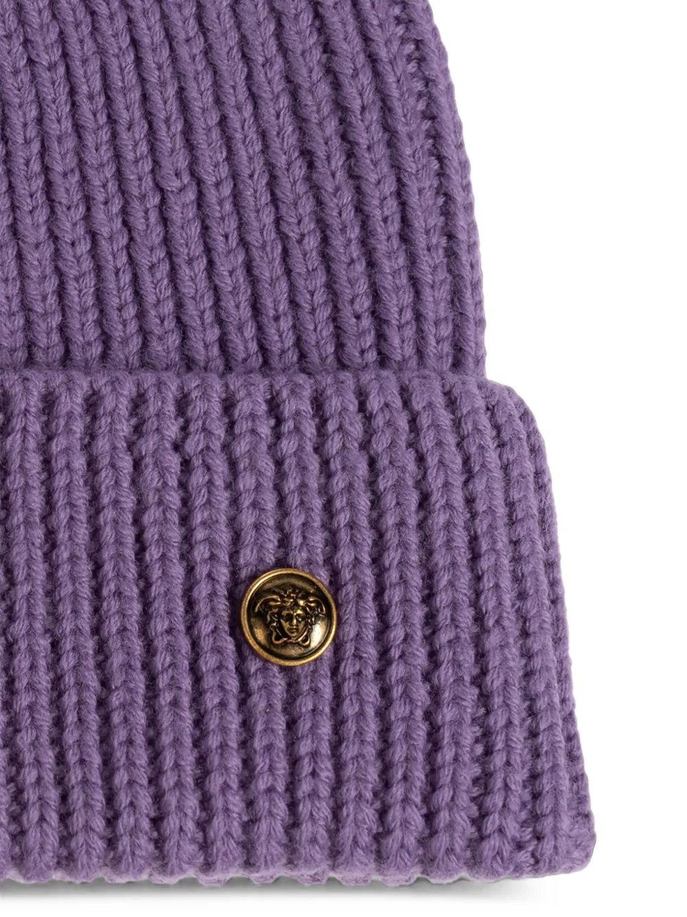 Versace Ribgebreide wollen muts Paars