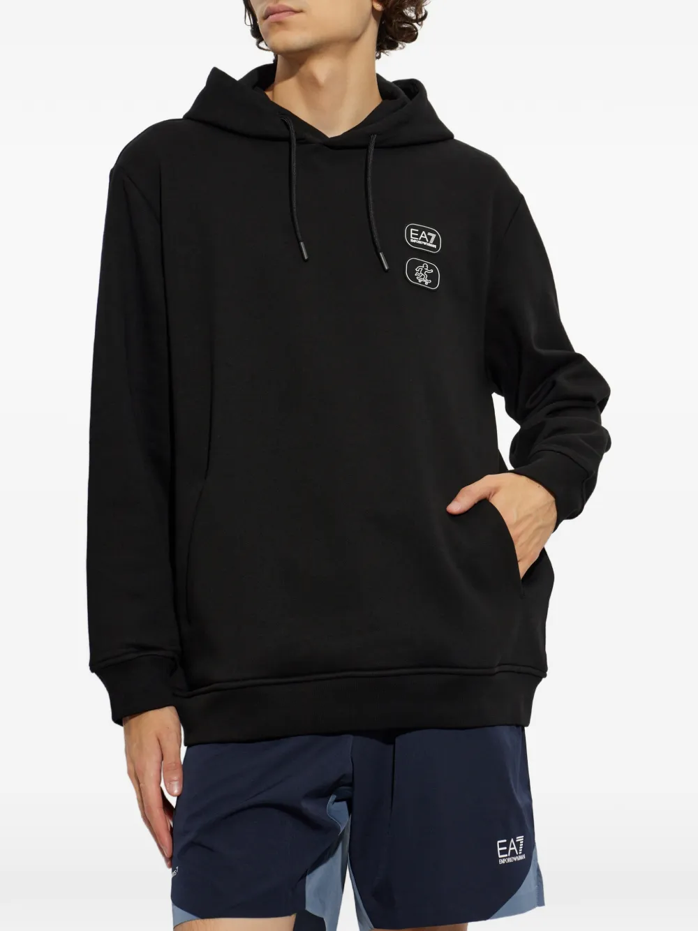 Ea7 Emporio Armani logo-patch hoodie Zwart