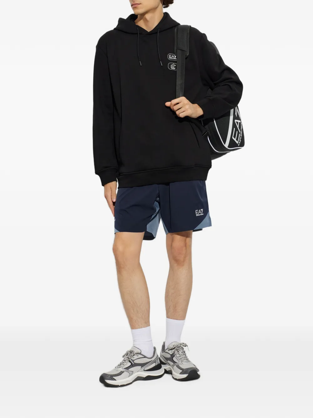 Ea7 Emporio Armani logo-patch hoodie Zwart