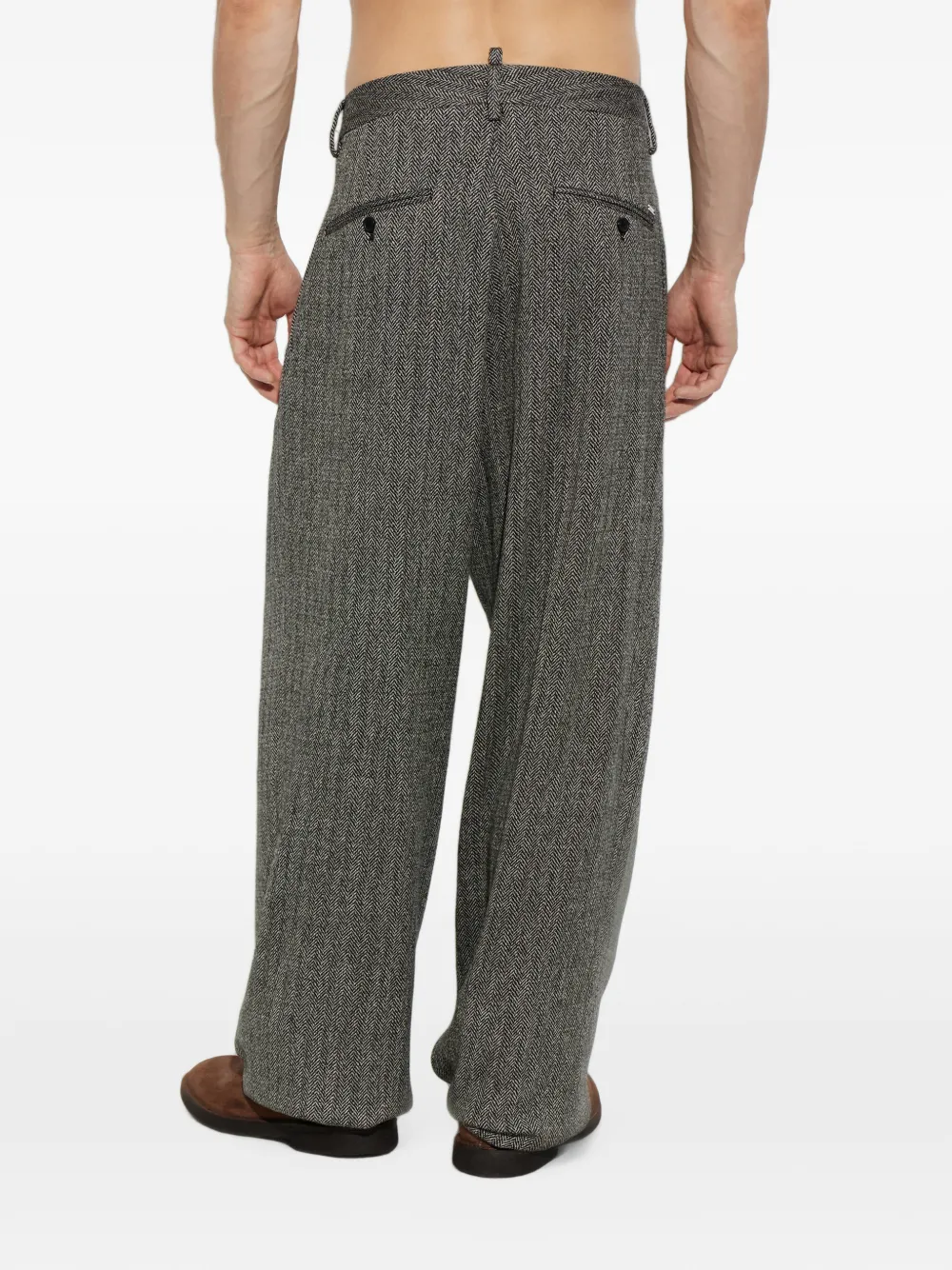 DSQUARED2 Plooibroek met visgraatpatroon Zwart