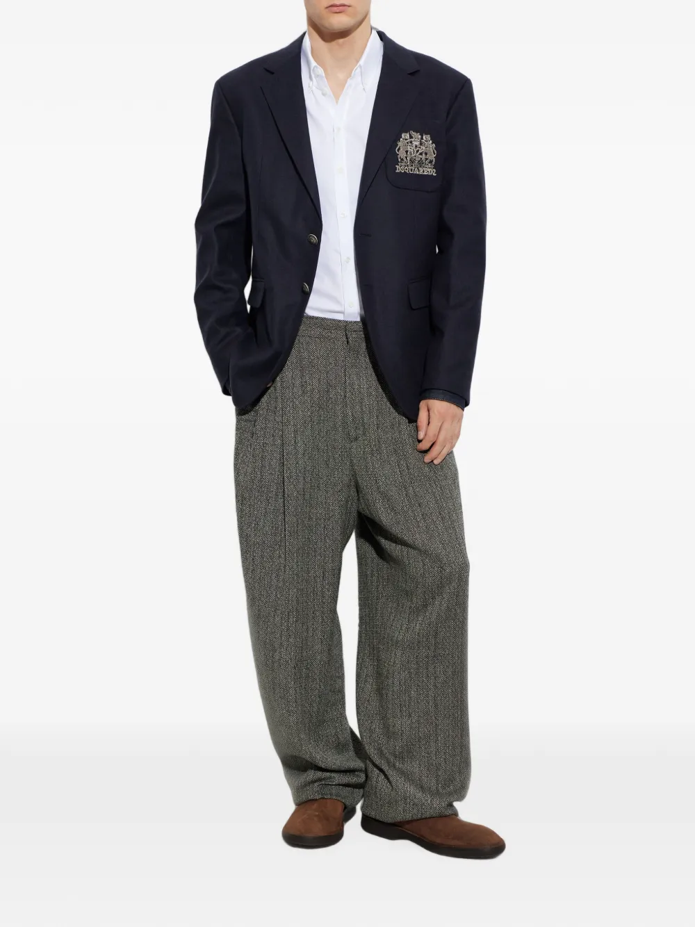 DSQUARED2 Plooibroek met visgraatpatroon Zwart