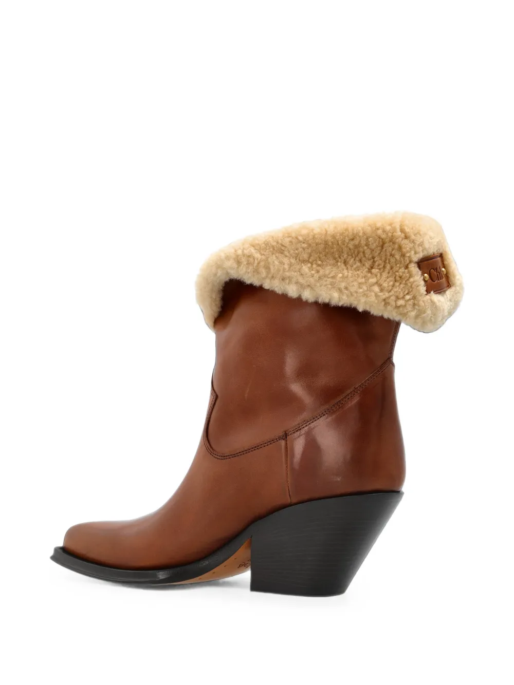 Chloé Azelan shearling-trim ankle boots Bruin