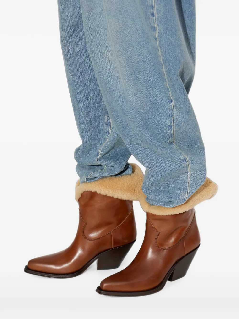 Chloé Azelan shearling-trim ankle boots Bruin